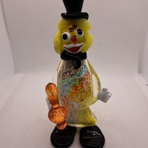Murano Clown Art Glass Sculpture Hand Blown 1950s Venetian Glass Statue